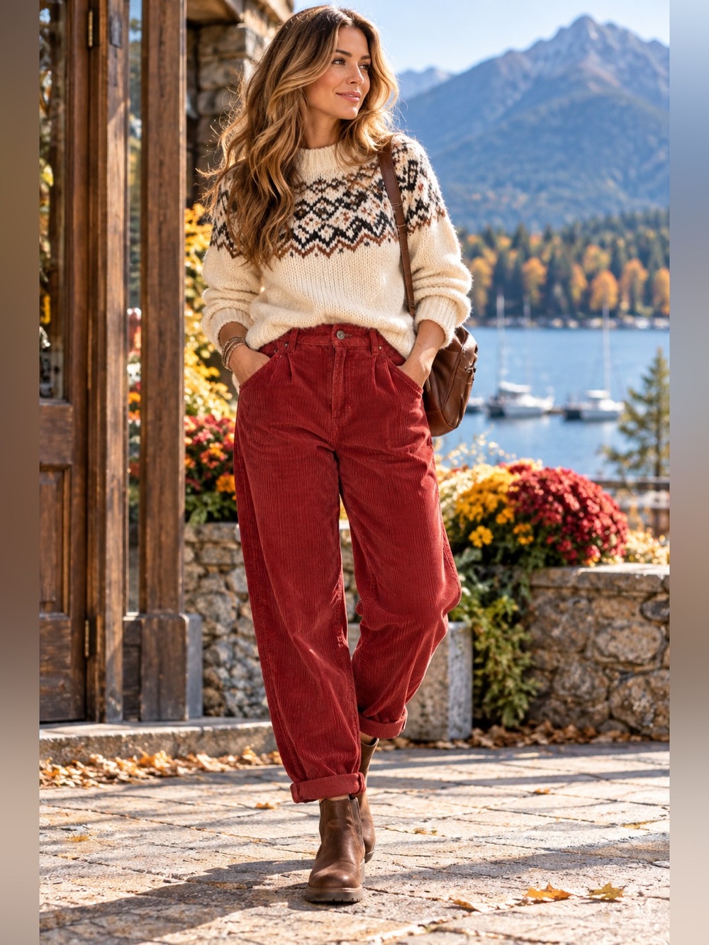 Topshop Corduroy Pants in Rust